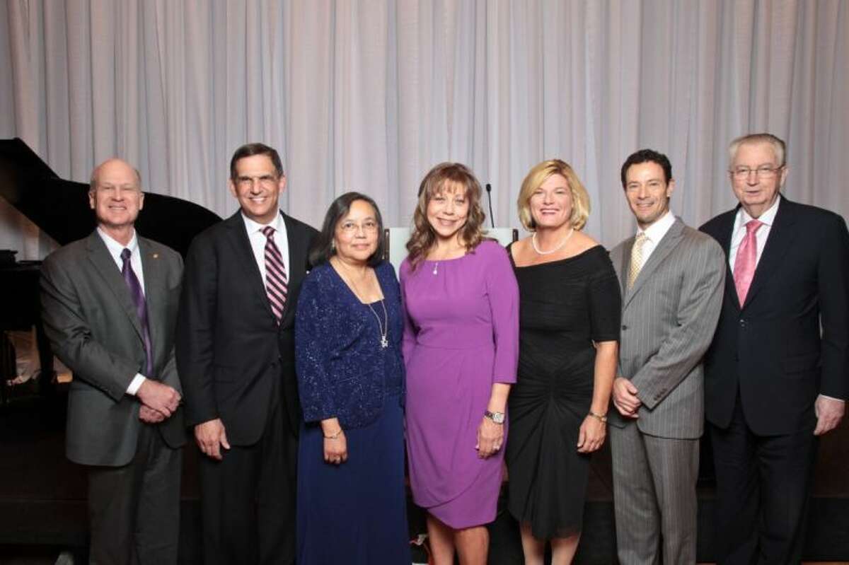 HCMS/HAM 2014 installed their new officers recently. They are, from left, TMA President Dr. Stephen Brotherton, 2013 HCMS President Dr. Russell Kridel, 2014 HCMS President Dr. Elizabeth Torres, Keynote Speaker Sen. Joan Huffman, 2014 HAM President Dr. Kimberly Monday, 2013 HAM President Dr. Bradford Patt, and MC Dr. Kenneth Mattox.