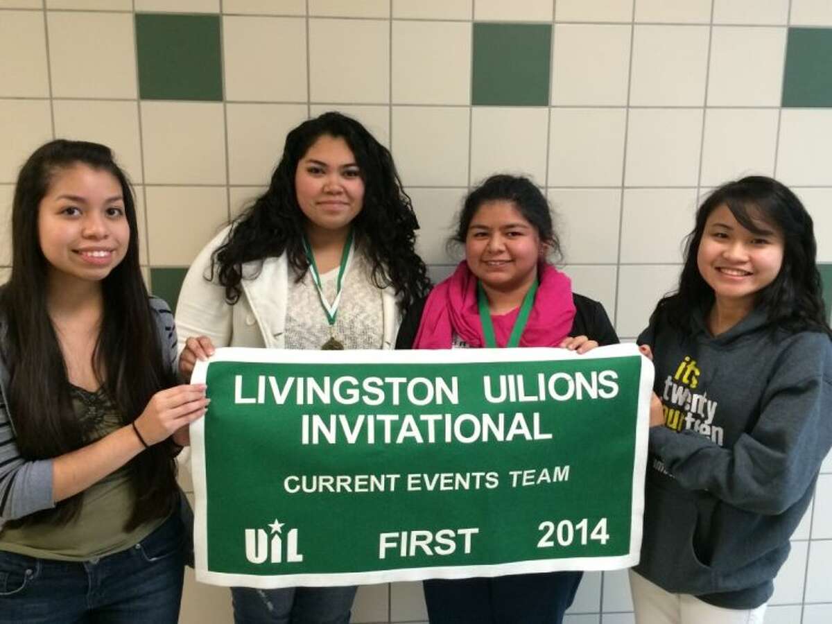 The Cleveland High School Current Events team of Lilibeth Ramirez, Jessica Botello, Celia Ramirez and Gail Tejas took first place as a Current Events team at the Livingston Invitational on Saturday, Feb. 8.