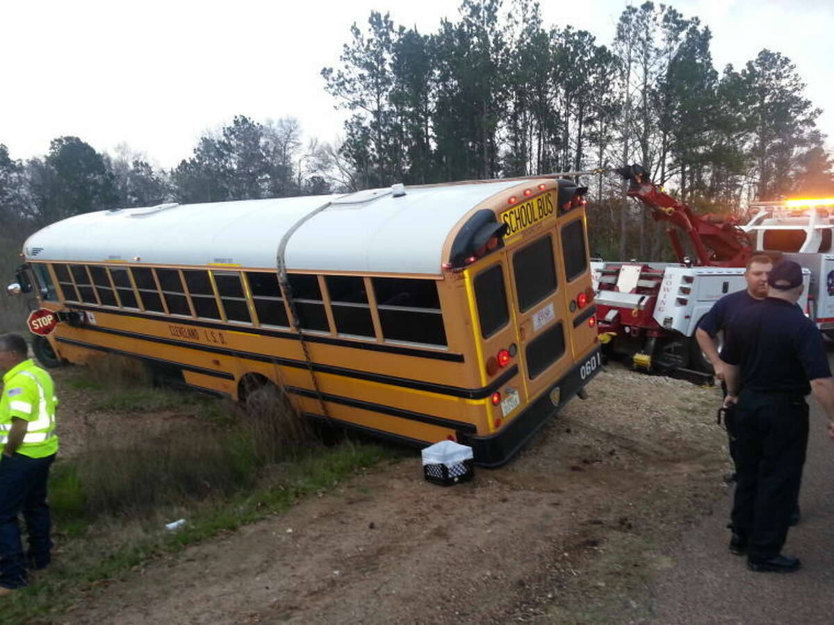 Cleveland ISD bus hits ditch, no students injured