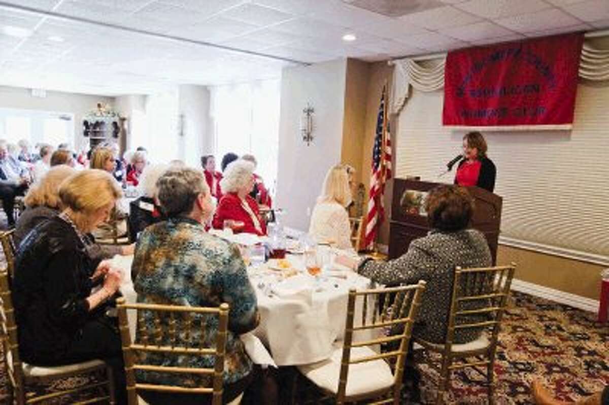 Cecilia Abbott, wife of Attorney General and gubernatorial candidate Greg Abbott, speaks at the Montgomery County Republican Women’s monthly luncheon Thursday.