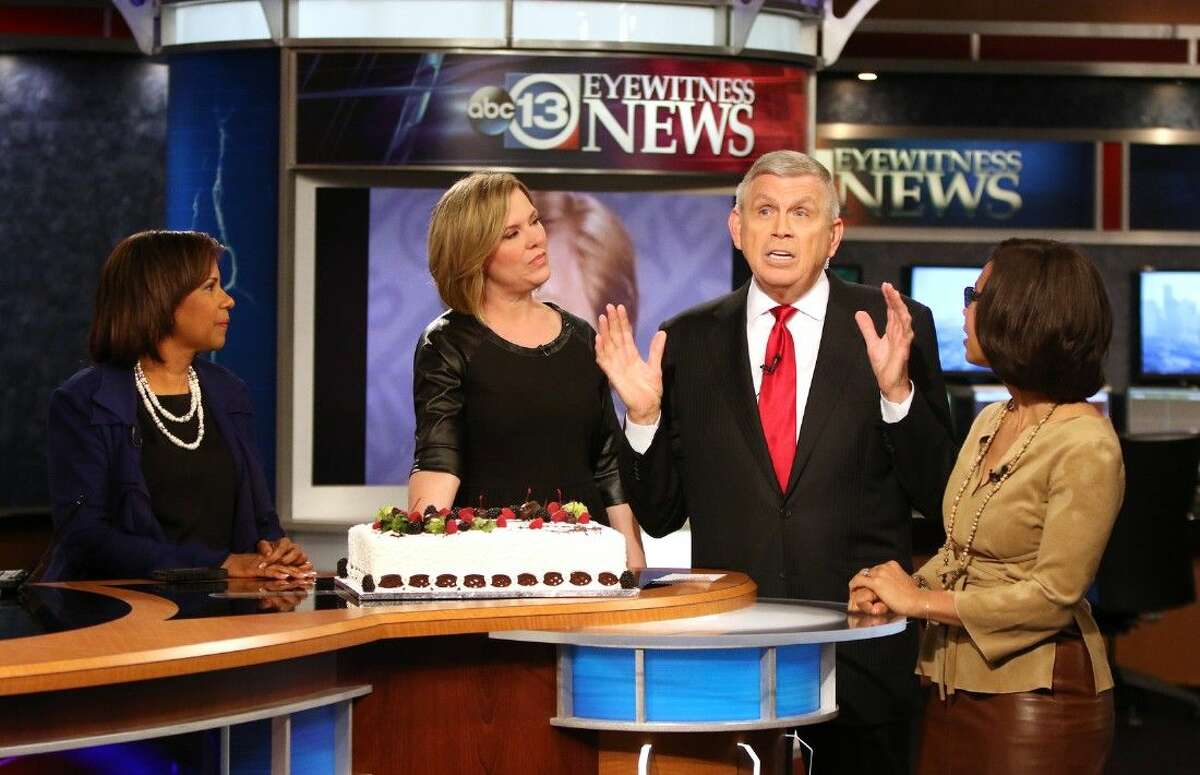 Don Nelson says his goodbye on air along with (left to right) Melanie Lawson, Casey Curry and Gina Gaston during his last day on air before his retirement from ABC-13 KTRK, in Houston, Texas on Friday, February 27, 2015. Nelson has been a longtime news personality in the Houston area for nearly 40 years. To view or purchase this photo and others like it, go to HCNPics.com.