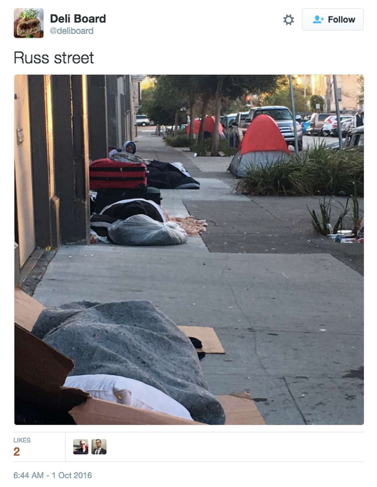 Adam Mesnick, owner of San Francisco's Deli Board, has been posting photos from around San Francisco's SoMa neighborhood, many with pointed messages targeted at SF Mayor Ed Lee. 
