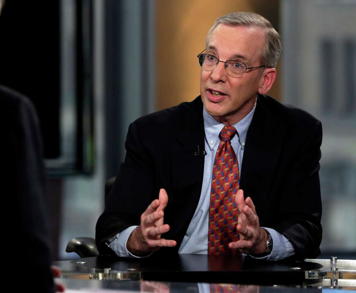 FILE - In this May 20, 2014, file photo, New York Federal Reserve President William Dudley is interviewed by Peter Barnes on the Fox Business Network, in New York. Dudley, a close ally of Fed Chair Janet Yellen, said in a television interview Tuesday, Aug. 16, 2016, that a September rate hike is "possible." Dudley said he thought that solid job growth would continue and that the sluggish pace of the U.S. economy would pick up. (AP Photo/Richard Drew, File)