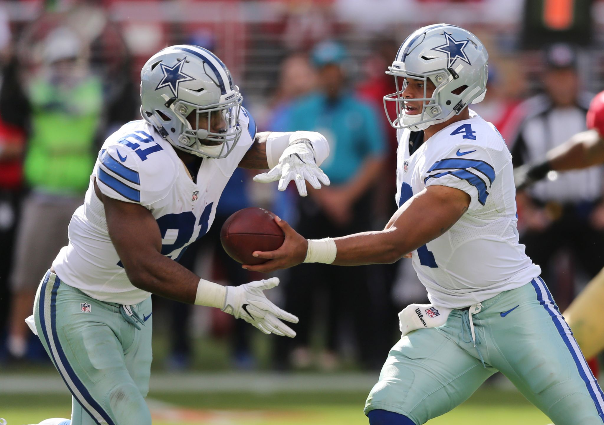 Cowboys' Prescott named Offensive Player of the Year over teammate Elliott