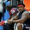 Cleveland Browns linebacker Tony Fields II (42) looks to defend during an  NFL football game against the Houston Texans on Sunday, December 4, 2022,  in Houston. (AP Photo/Matt Patterson Stock Photo - Alamy