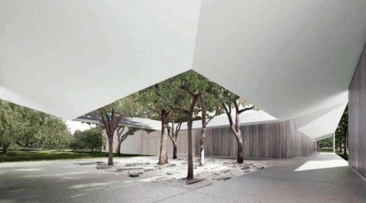 Rendering of the West Courtyard of the Menil Drawing Institute.