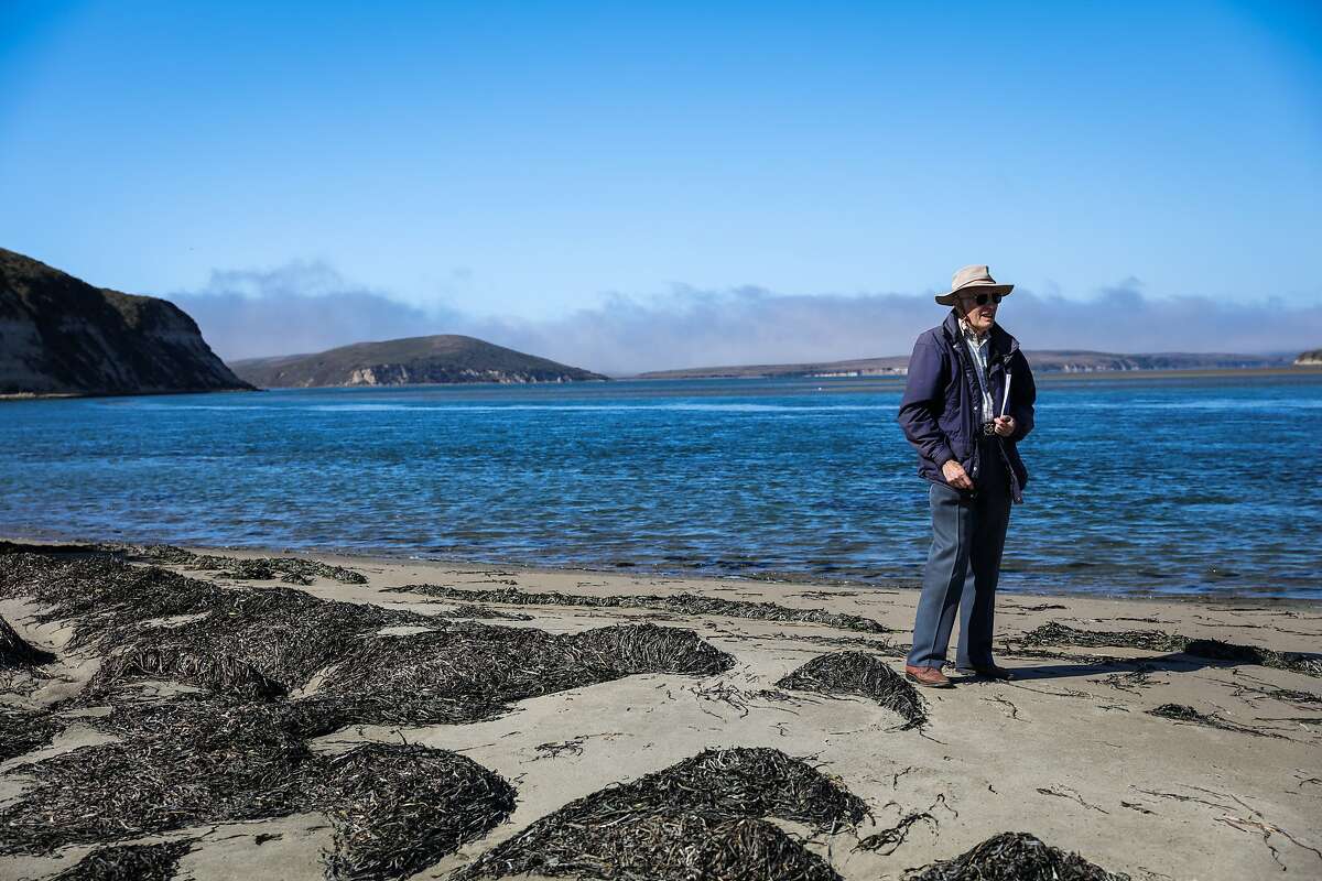 Historian and President of the Drake Navigators Guild, Edward Von Der Porten stands in Drake's cove while giving a tour of the area, in Inverness, California, on Tuesday, September 27, 2016.