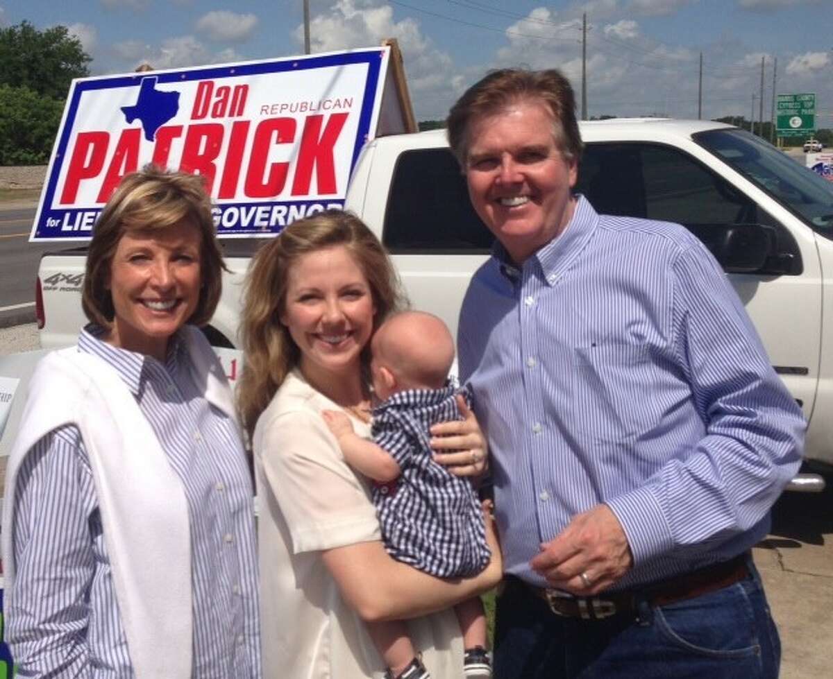 Dan Patrick turns out to the polls with is wife and daughter.