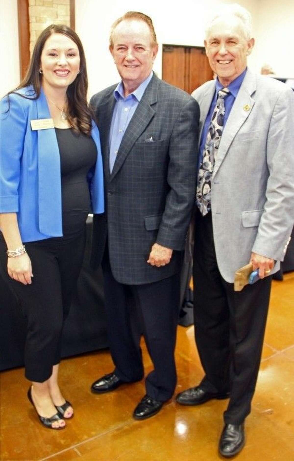 Cristina Womack, the Pasadena Chamber of Commerce President, pictured with Mayor Johnny Isbell and  Richard Scott, the former community relations director. Womack says publicity about Pasadena's voting rights issues has not harmed the chamber's work.