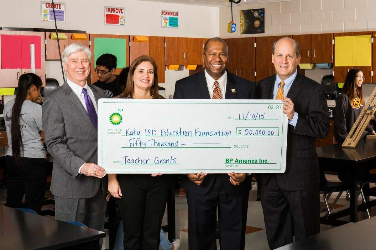 BP America, Inc. presents Katy ISD Education Foundation with its Cornerstone Investor contribution funding the BP S.T.E.M. Grant program.