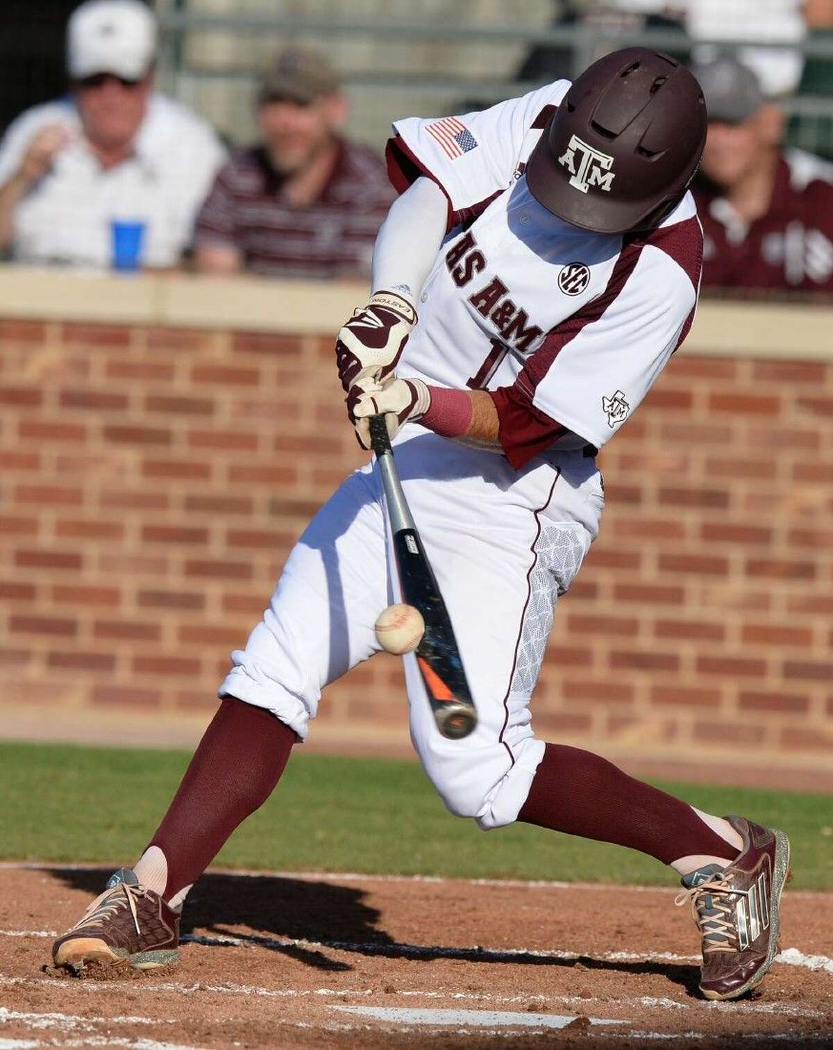 Texas A&M’s Blake Allemand doubles against Texas Southern.