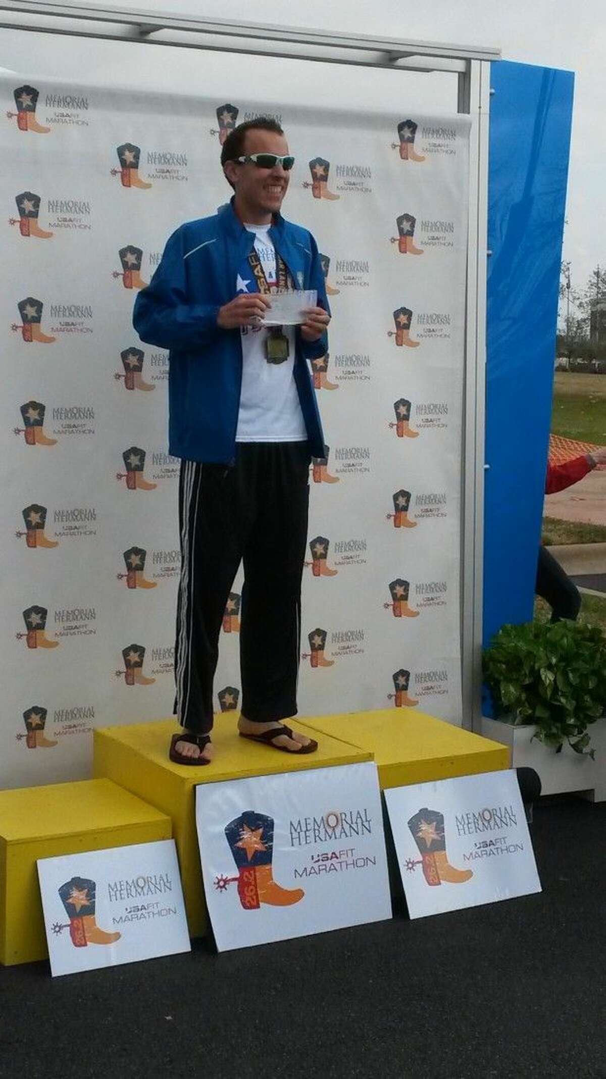 Houston's Andrew Erwin won the male overall championship at the Memorial Hermann USA Fit Marathon, Jan. 31 in Sugar Land. Erwin clocked a 2:50.44.5 and averaged 6:31 per mile on the 26-mile course.