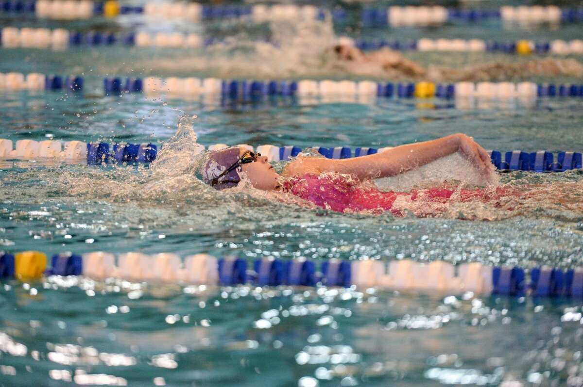 Ridge Point's Mackenzie Batson competes in the 200-yard individual medley during the UIL Region 6-5A Swimming Championships, Feb. 6 at Don Cook Natatorium in Sugar Land. Batson won the silver medal in the event as the Lady Panthers placed second as a team.
