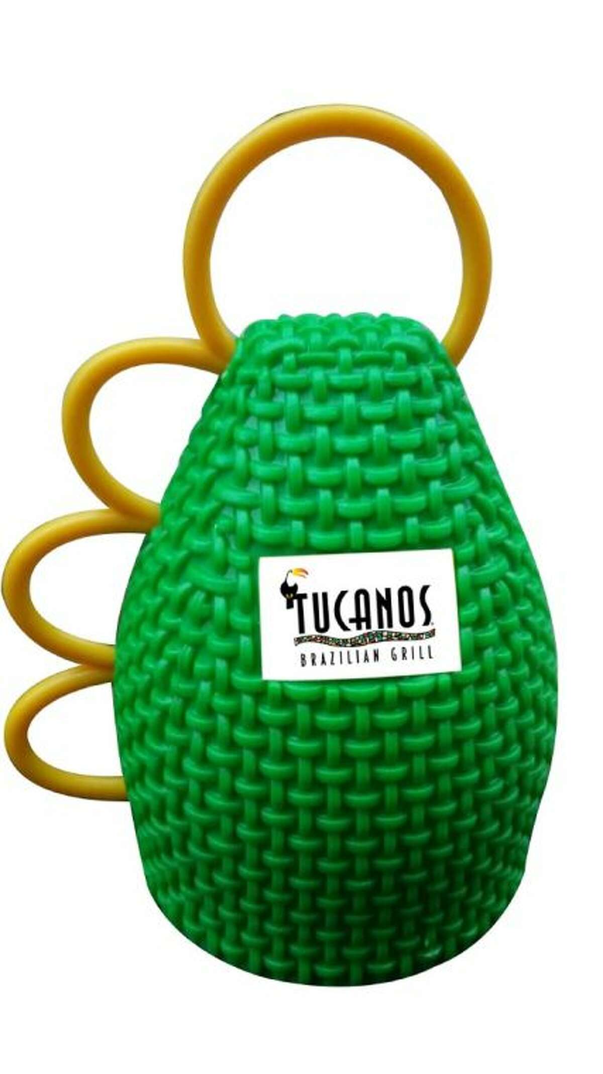 A "caxirolas" noisemaker, available for the 2014 World Cup from Tucanos Brazilian Grill at First Colony Mall in Sugar Land.