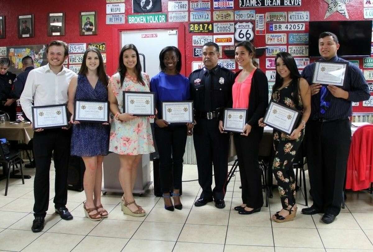 The Southeast Harris County Chapter of the National Latino Peace Officer Association honored scholarship recipients at a dinner held Monday, June 15. Pictured from the left: Sean D. Douglas, Karis Ann Gallia, Alex Alvarez, Tre'Shundra James, Officer Raul Ibarra, president of the Southeast Chapter of the National Latino Peace Officers Association, Ciarra J. Trentman-Rosas, Marissa Morales, Juan Garcia Jr.