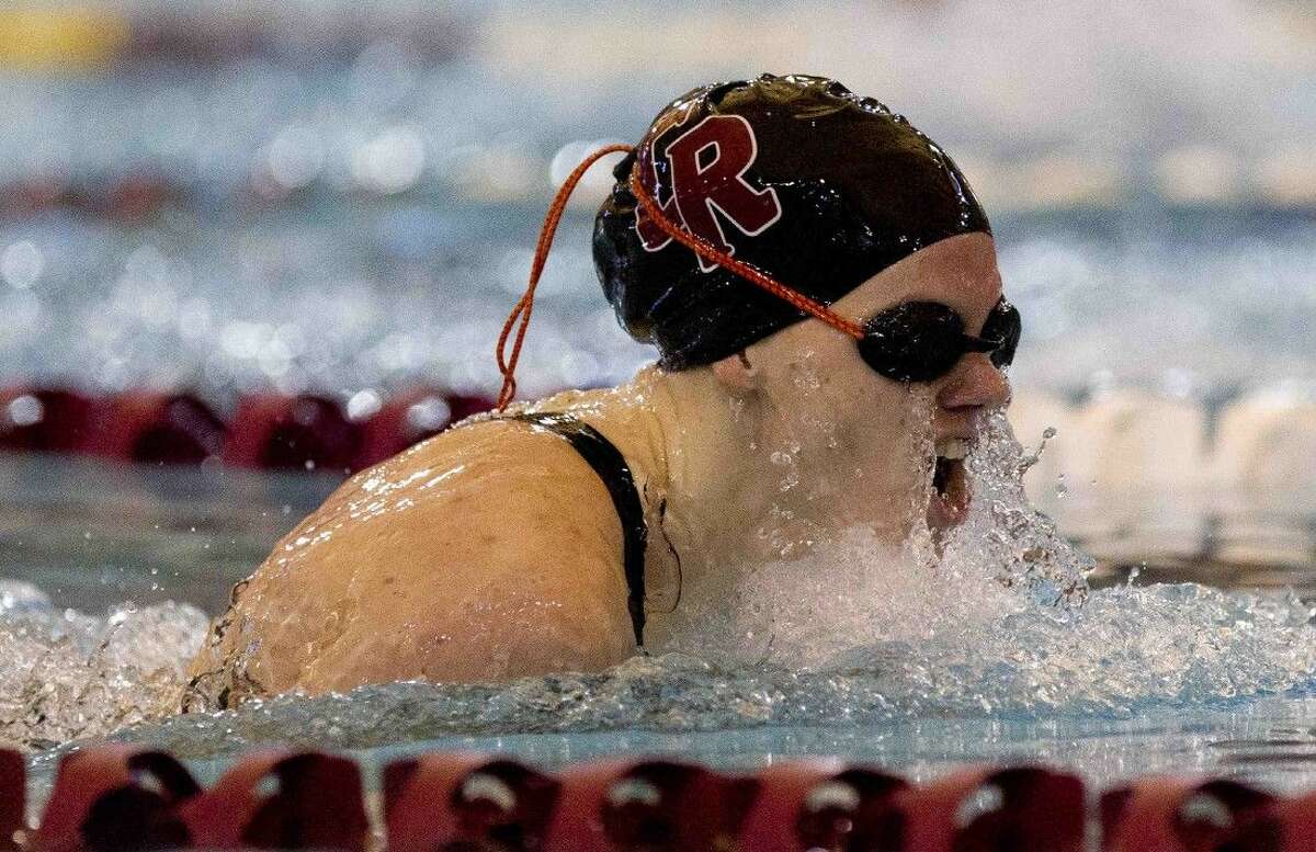 Randi Doran, of Cinco Ranch, competes in the girls 100-yard breaststroke during the Region 5-6A swimming and diving championships Feb. 6, 2016, in Shenandoah. To purchase this photos, and others like it; go to HCNpics.com.
