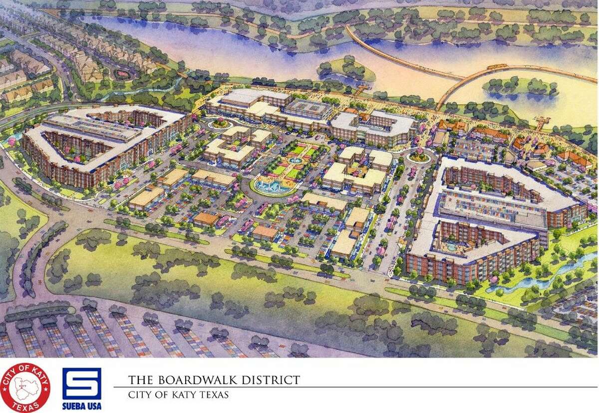 The Katy Boardwalk District project has been delayed several months due to the discovery that loft and plaza space were offered no view of the park. City and Sueba officials have begun the process of redesigning its $150 million endeavor.