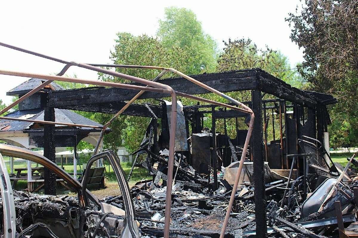 Fire destroyed this home and property on Olin Road in Pearland Friday (June 26).