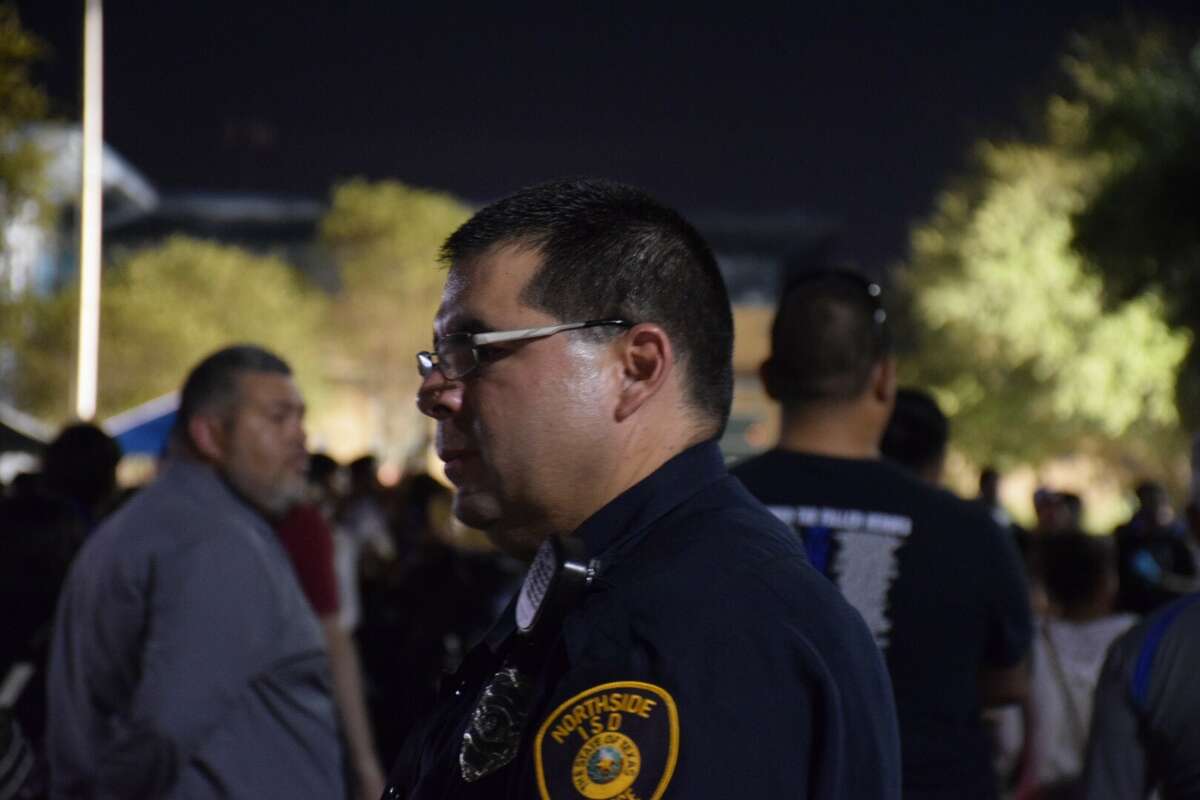 North side ISD police officer Zachary Castillo at John Jay High School's National Night Out on Tuesday.
