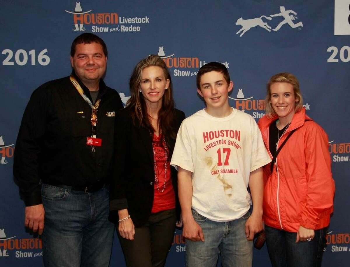 Colby Seale of Splendora FFA was one of the lucky winners in a calf scramble on March 8 at the Houston Livestock Show and Rodeo.