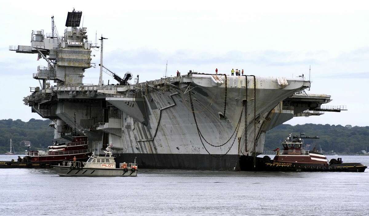 Associated Press photoIn this photo released by the U.S. Navy, the decommissioned aircraft carrier USS Saratoga is towed on her final voyage Aug. 21 from Naval Station Newport in Newport, R.I., to the Esco Marine ship recycling plant in Brownsville, Texas, where it will be scrapped.