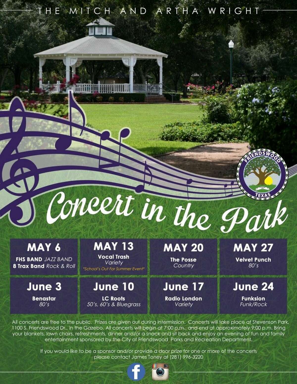 Free Concert in the Park performers revealed