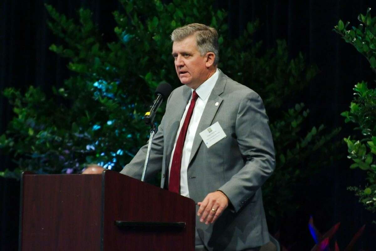 Port of Houston Authority Executive Director Roger Guenther speaks during the Petrochemical Maritime Outlook Conference Thursday, Aug. 27.