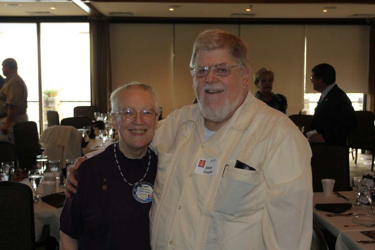 Linda Ricketts with Dick Coyle, her Rotary mentor, friend and former employer. Ricketts was honored recently by the Rotary Club of Lake Conroe for her many years of service to the community. The Linda Ricketts Literacy Scholarship will be an annual award from RCLC. Coyle is a member of The Rotary Club of Conroe and was on the committee that helped form RCLC. Ricketts is a charter member of RCLC and a past president.
