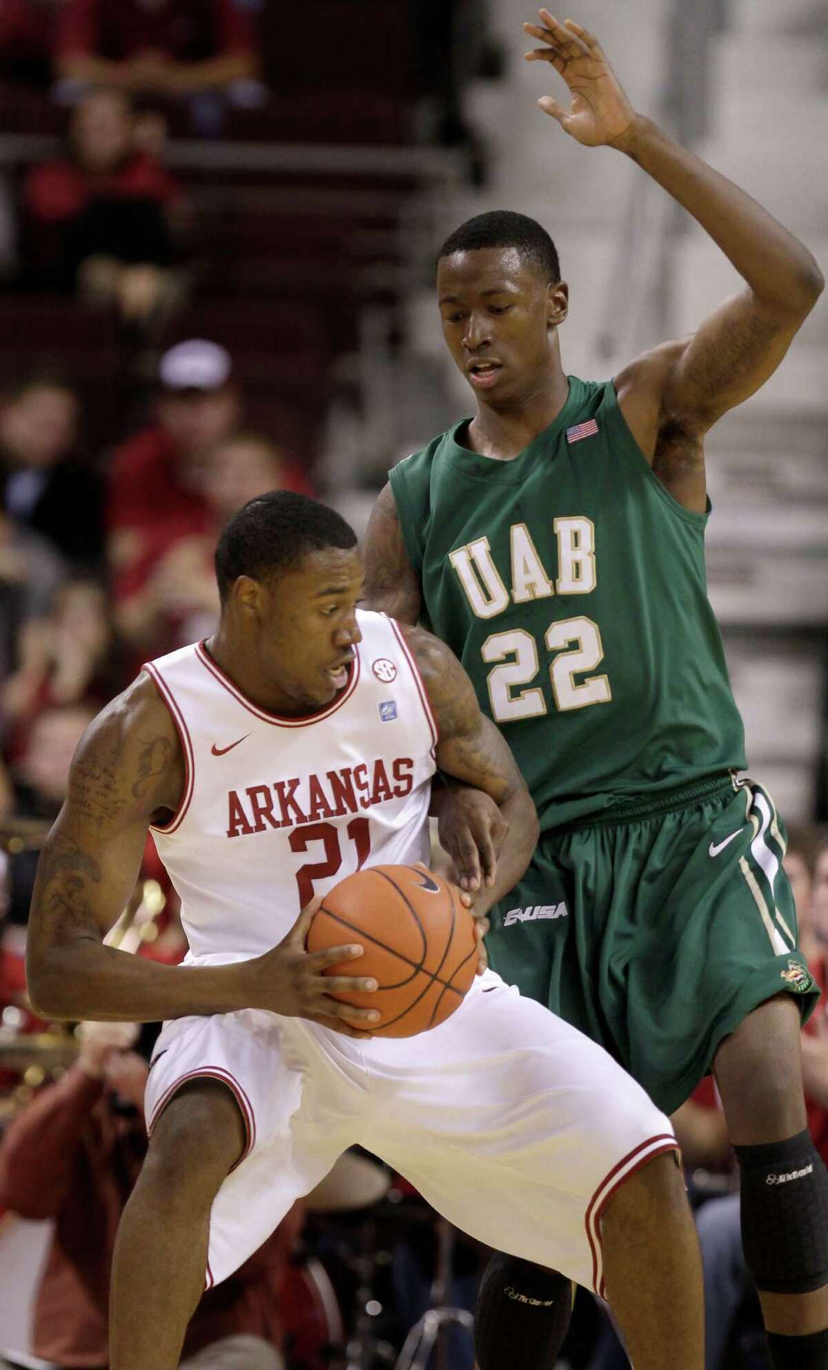 UAB forward Cameron Moore (22), who died Tuesday in Ohrid, Macedonia, was a former standout at Roosevelt High School in San Antonio.