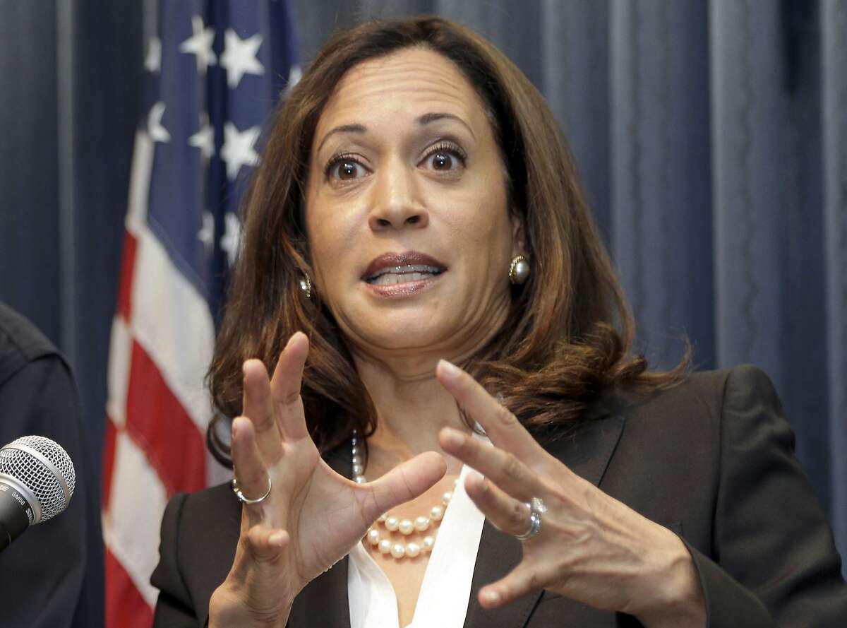 FILE - In this Sept. 2, 2015 file photo, California Attorney General Kamala Harris speaks at a news conference in Los Angeles. California's U.S. Senate candidates are meeting in a televised debate, in what could be a first-and-only look for many voters at Harris and Rep. Loretta Sanchez. The two Democrats who want to replace Sen. Barbara Boxer will clash for an hour Wednesday evening, Oct. 5, 2016, in Los Angeles. (AP Photo/Nick Ut, File)