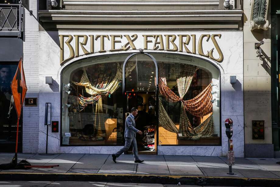 Britex Fabrics moving, but just to Post Street. And the red sign? SFGate