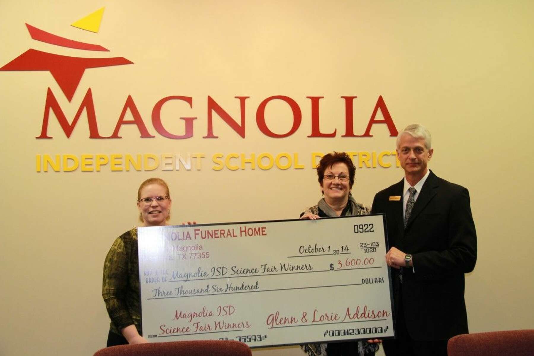 Glenn and Lorie Addison fund Magnolia ISD Science Fair awards