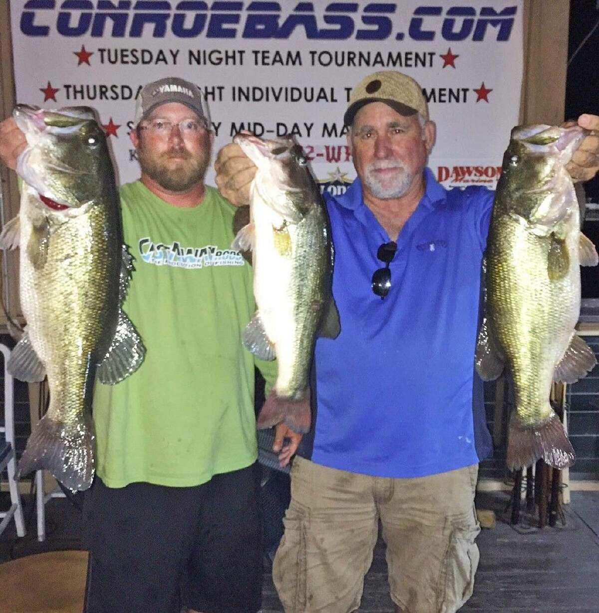 Jeff Randolph and Ken Robinson came in first place in the CONROEBASS Tuesday tournament with a total stringer weight of 17.40 pounds.