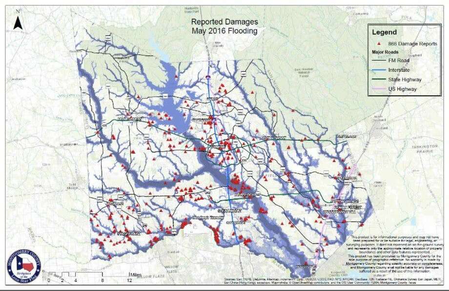 montgomery county flood plain map County Releases Updated Damage Totals Fema Touring Flood Damaged Areas Houston Chronicle montgomery county flood plain map