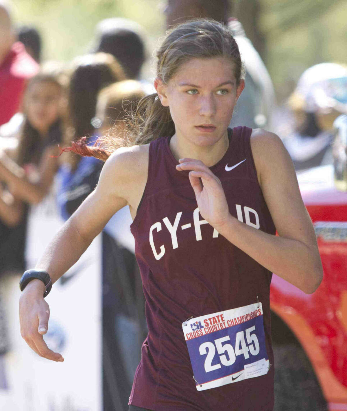 Cy0Fair's Rebecca Bonta competes in the UIL State Cross Country Championships in Round Rock Saturday. To view or purchase this photo and others like it, visit HCNpics.com.