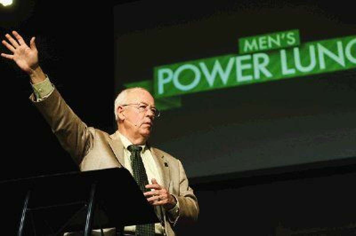 Judge Kenneth Starr, Baylor University President, speaks during the Men's Power Lunch series Monday at First Baptist Church in Conroe.