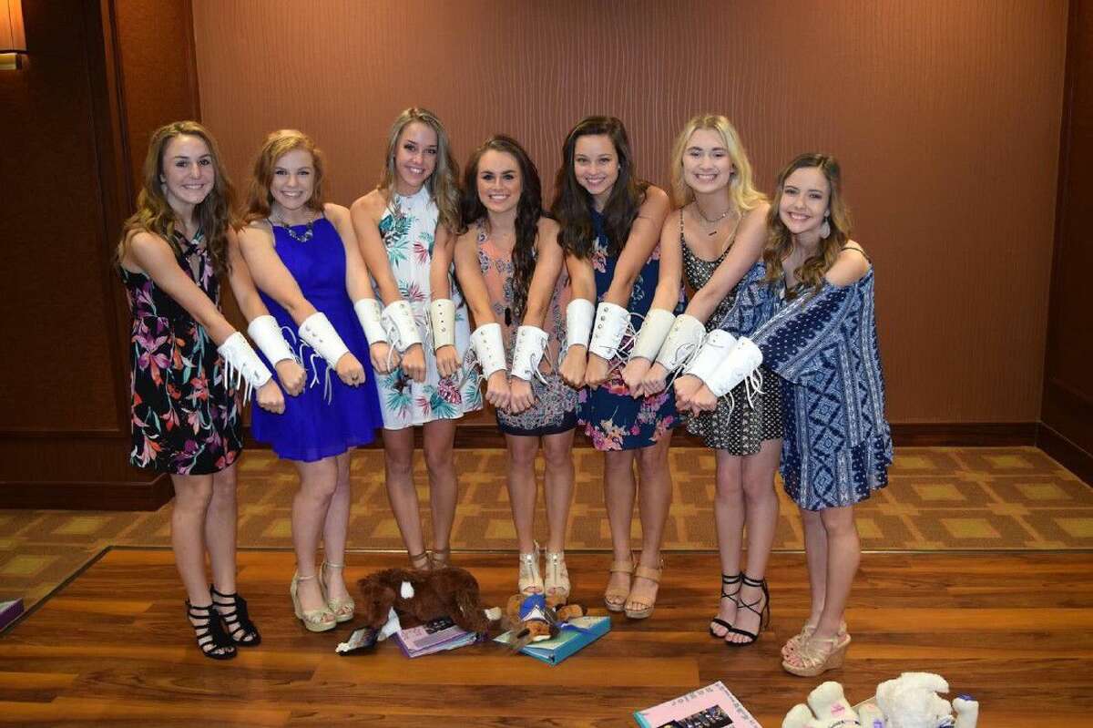 The 2016-17 Dance Officers are: Deputy Makenna Schneider, Sheriff Stephanie Brown, Marshall Haley Weger, Grand Marshall Claire Owens, Marshall Isabelle Naylor, Sheriff Stephanie Reynolds, and Deputy Courtney Banfield.