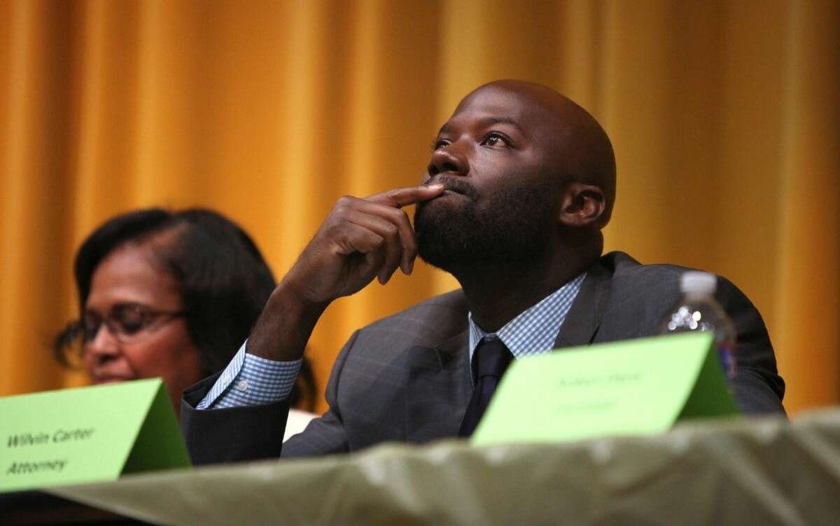Attorney Wilvin Carter at the Fort Bend County town hall meeting "Getting Criminal Justice Right," at Thurgood Marshall High School in Missouri City on Tuesday, Dec. 9.
