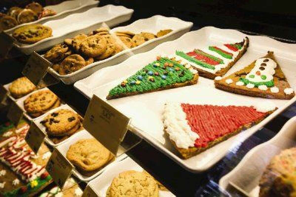 Holiday-themed cookies are displayed at the Nestlé Toll House Café on Wednesday on the Waterway in The Woodlands.