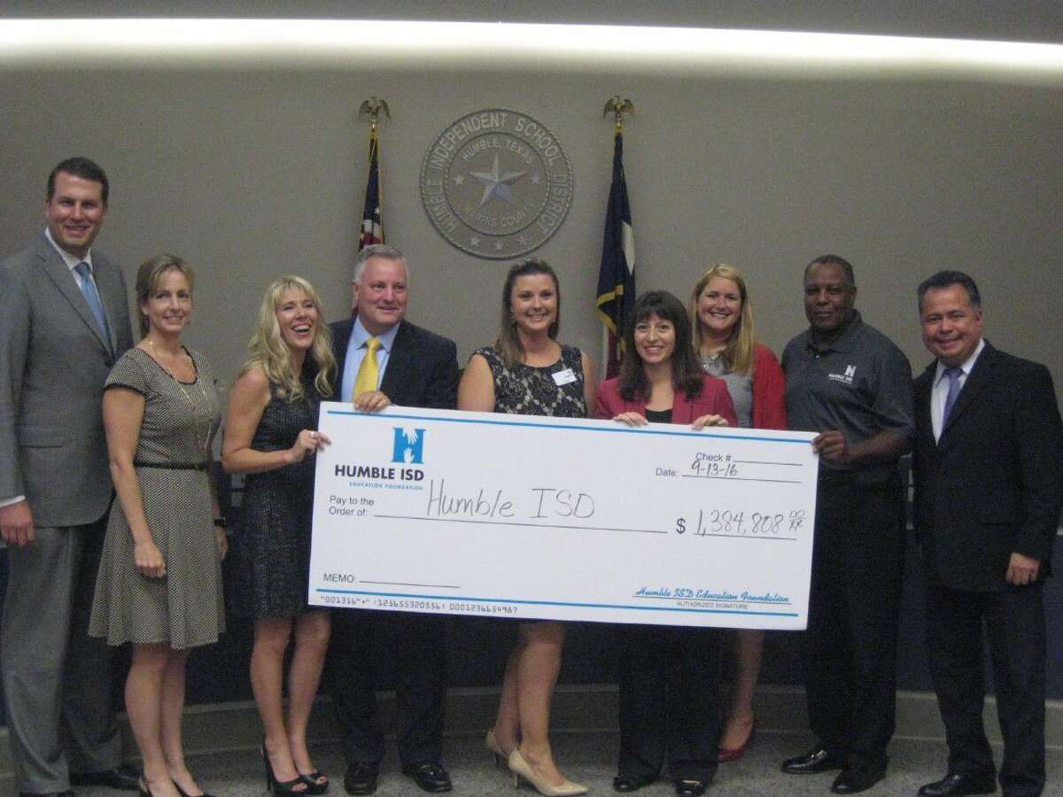 The Humble ISD Education Foundation, which was created 17 years ago, awarded $1,384,808 million for campus projects and district initiatives in the 2015-2016 school year. They presented a check to the district for the $1.3 million to Humble ISD school board members.