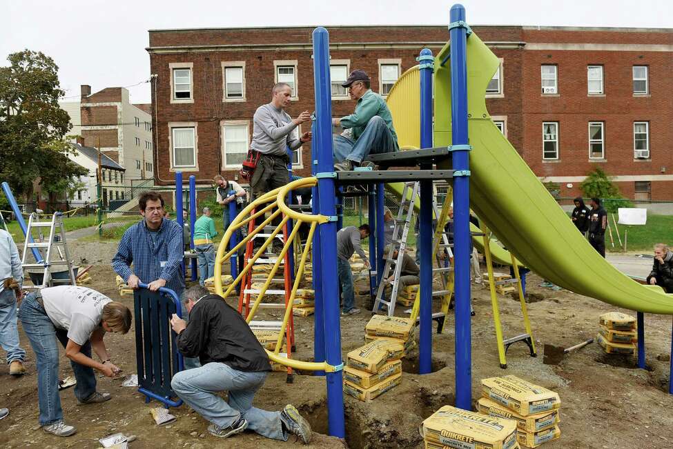 Photos Playground build at Albany's Sheridan Preparatory Academy