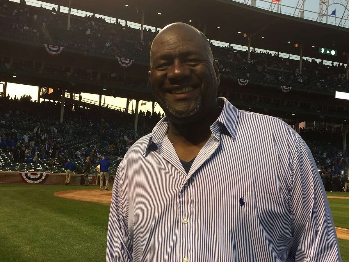 Lee Smith, former relief pitcher who played eight seasons with the Cubs, threw out the ceremonial first pitch before Game 2 of the Division Series between the Giants and Cubs. Smith is the Giants' roving pitching instructor.