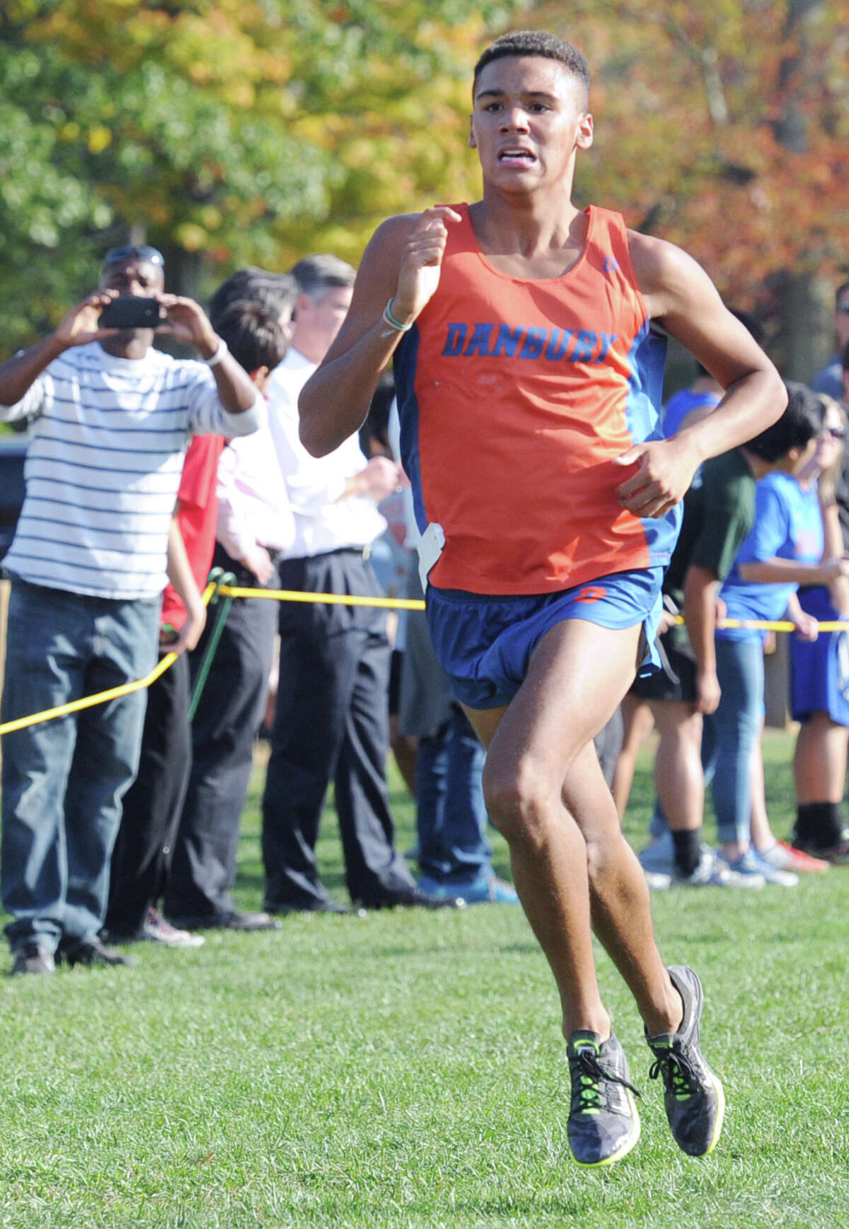 FILE PHOTO: Danbury High School runner Trevor Reed competes during the FCIAC Boys Cross Country Championship 5,000 meter run at Waveny Park in New Canaan, Conn., Wednesday, Oct. 21, 2015. Reed finished in 6th place with a time of 16:00.