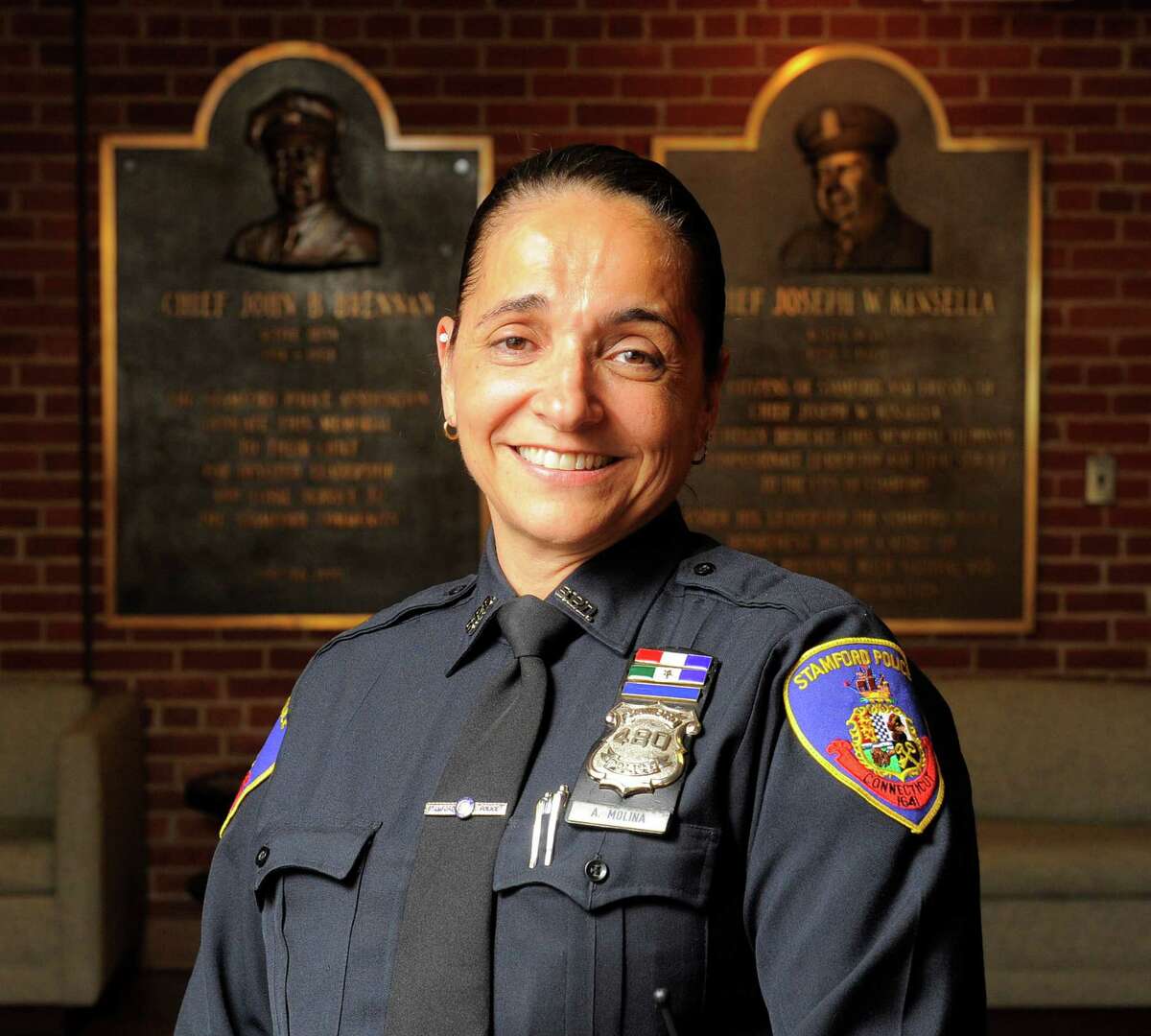 Stamford Police Investigator Adriana Molina at department headquarters.