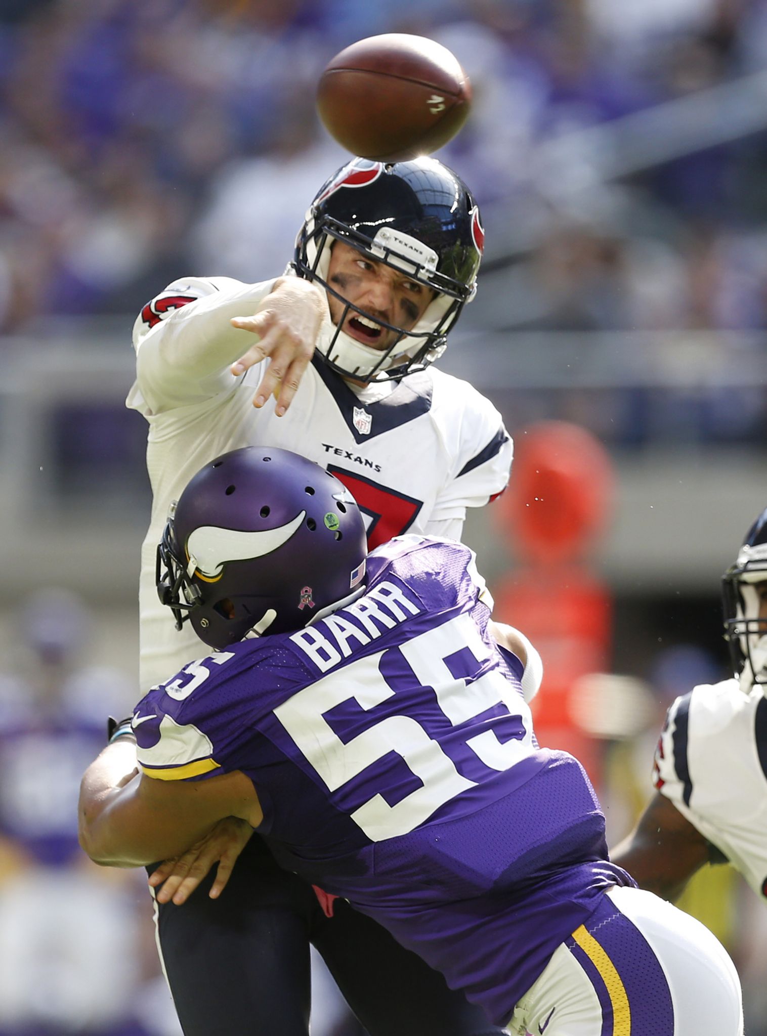 Minnesota Vikings outside linebacker Anthony Barr (55) stands on the field  during the second half of