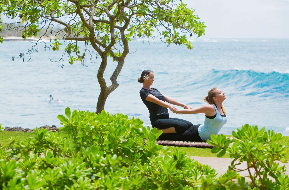 Yoga at Turtle Bay resort on Oahu.