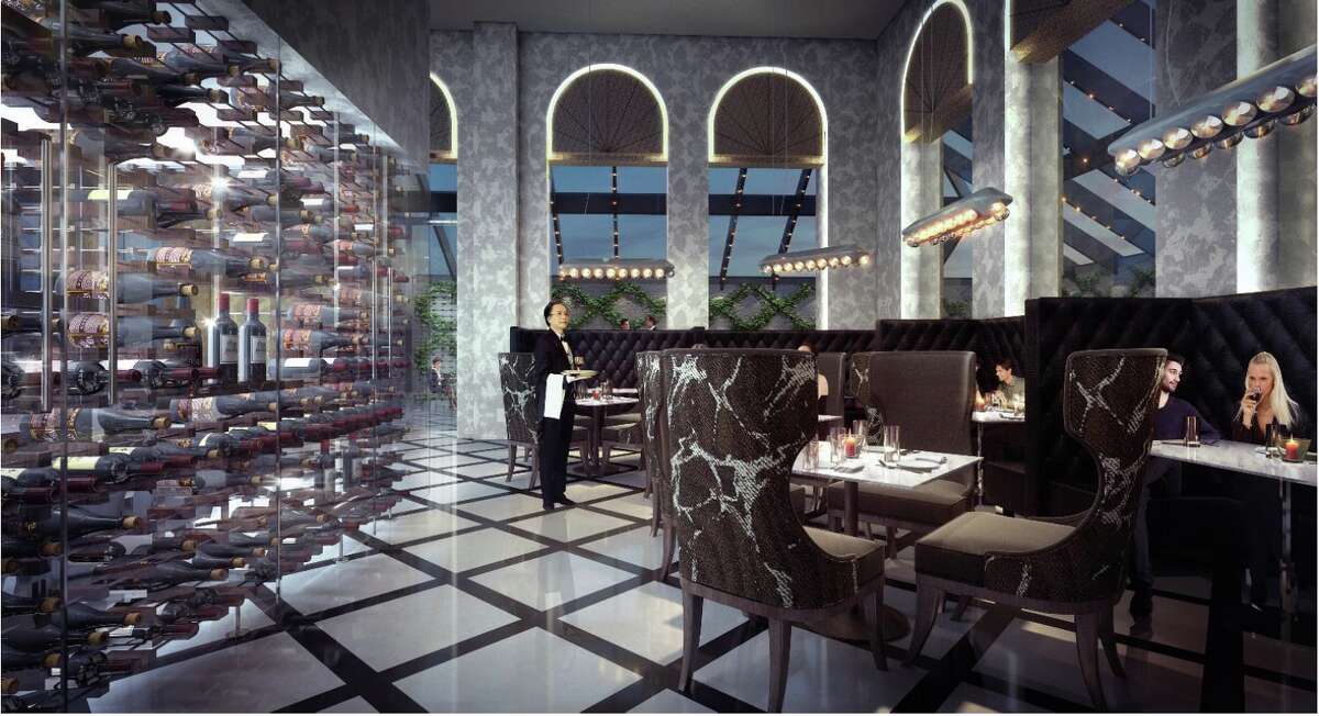 Renderings of the interior of Osso restaurant being planned for 500 Crawford in downtown Houston.