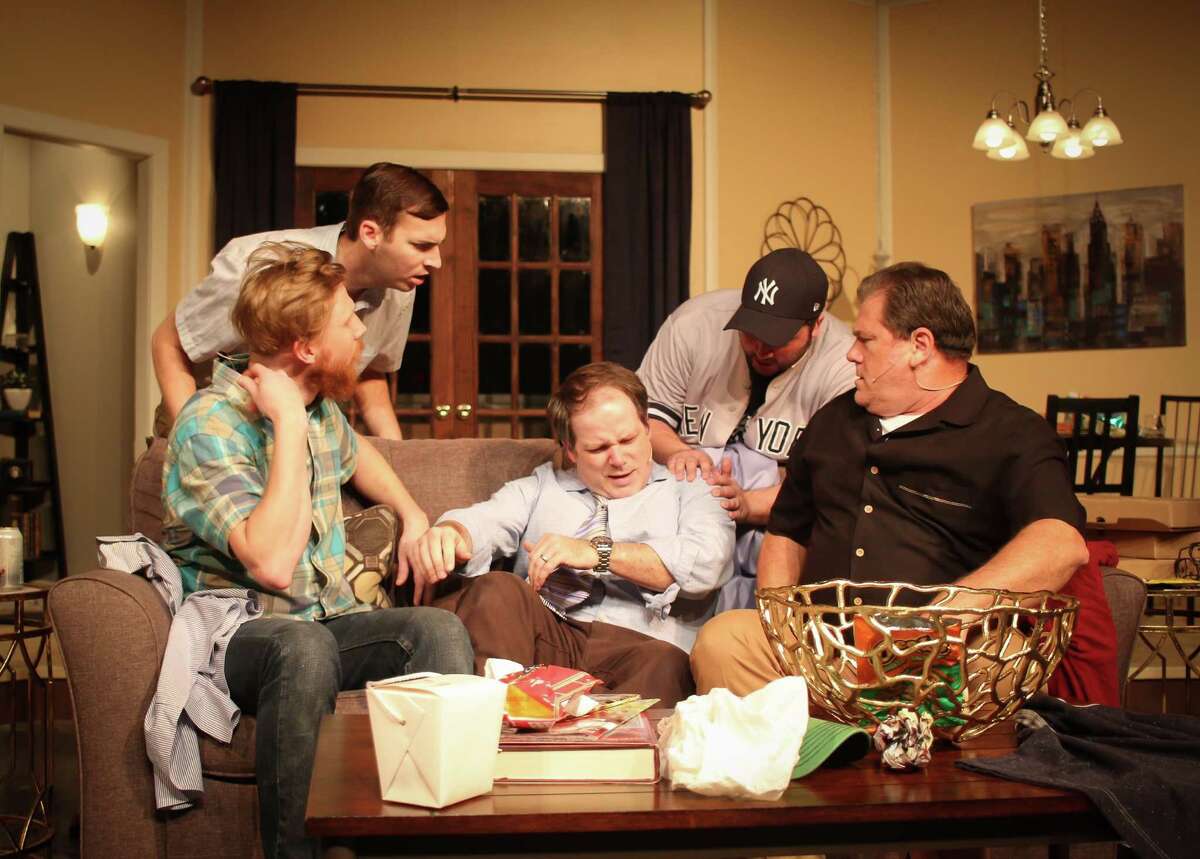 Joe Piper, left, David Eck, Mitchell Craft, Chad McCallon and Travis Stone perform in Neil Simon's comedy "The Odd Couple."