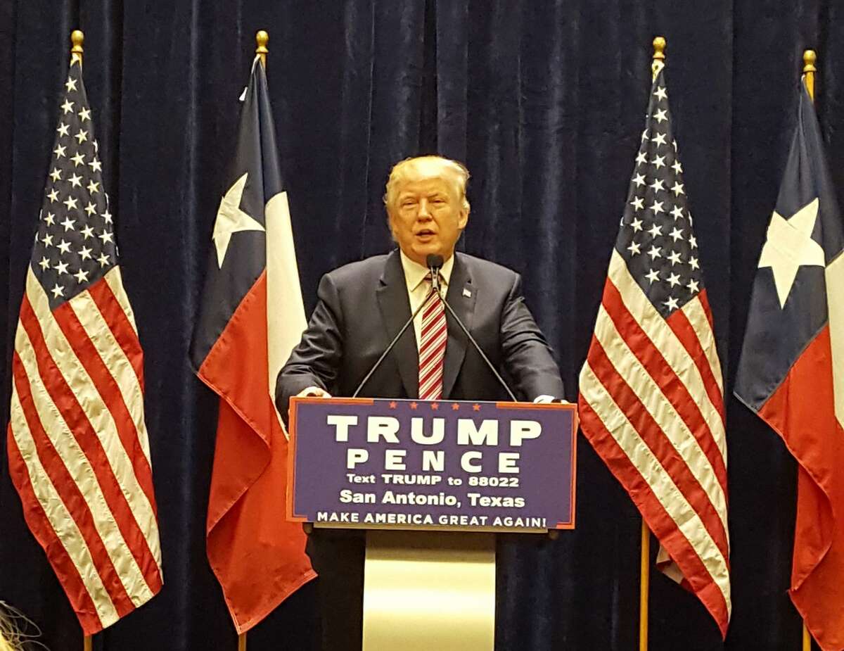 Republican presidential nominee Donald Trump speaks at a fundraising event in San Antonio on Tuesday, Oct. 11, 2016.