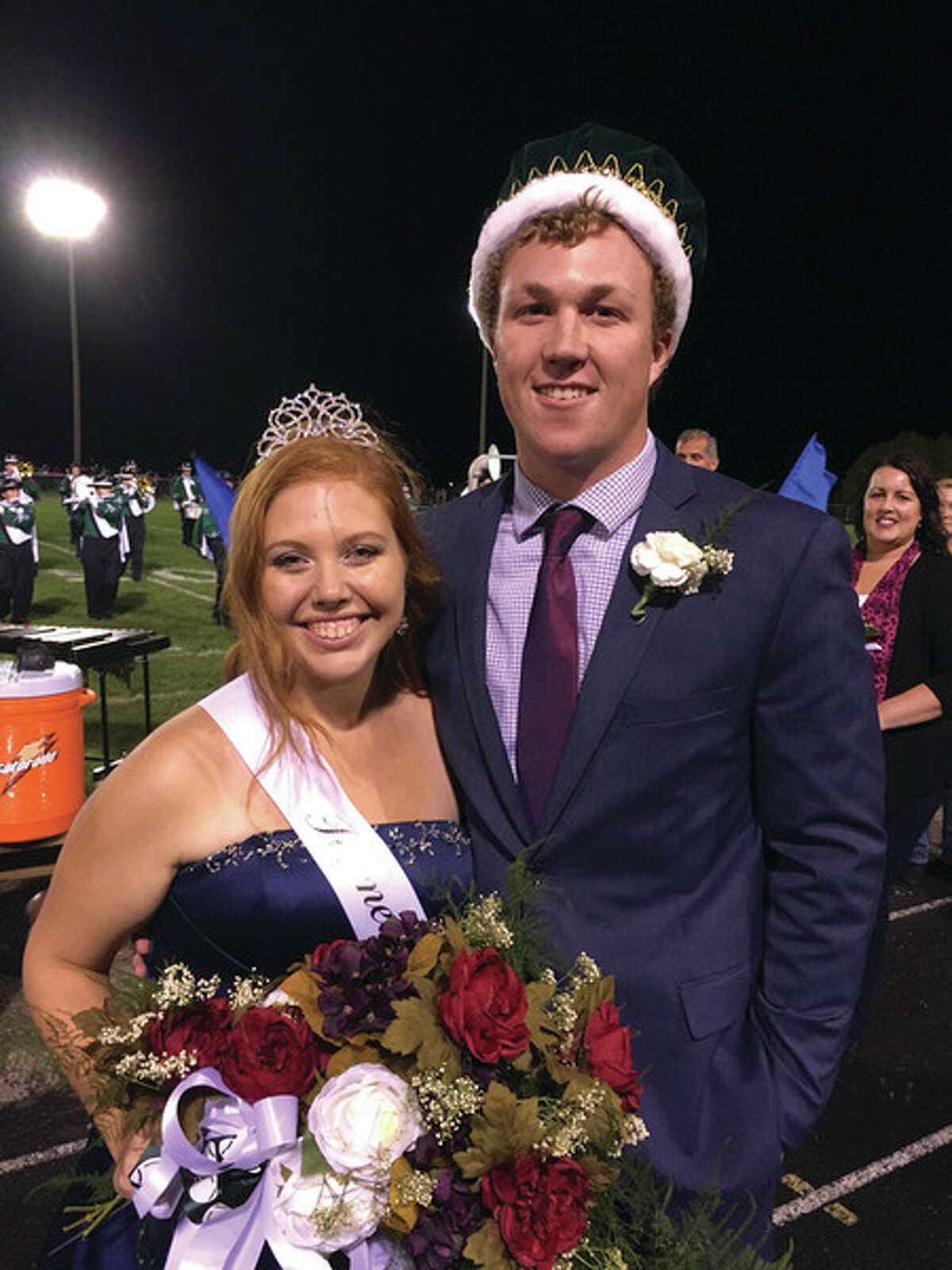 During halftime of the Laker Homecoming Game Oct. 7, Becky Dubs was crowned as the queen, and during the pep rally earlier that day, Seth Bowles received the king's crown. (Submitted Photo)